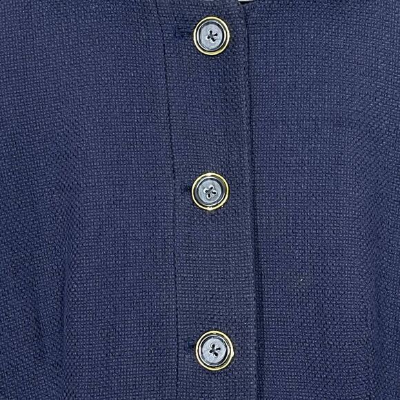 Banana Republic Navy Coarse Cotton Weave Button Front Overcoat Women's XS - Picture 7 of 10